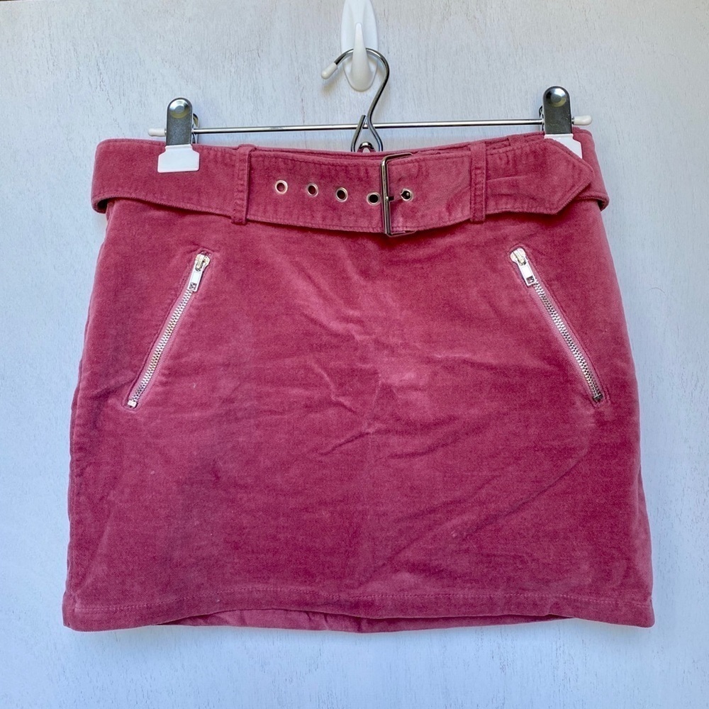 Forever 21 Red Velvet High Waist Mini Skirt w Belt